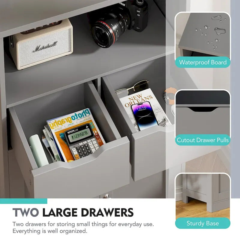 Meuble de rangement de salle de bain Futzca, armoire garde-manger autoportante avec 2 tiroirs