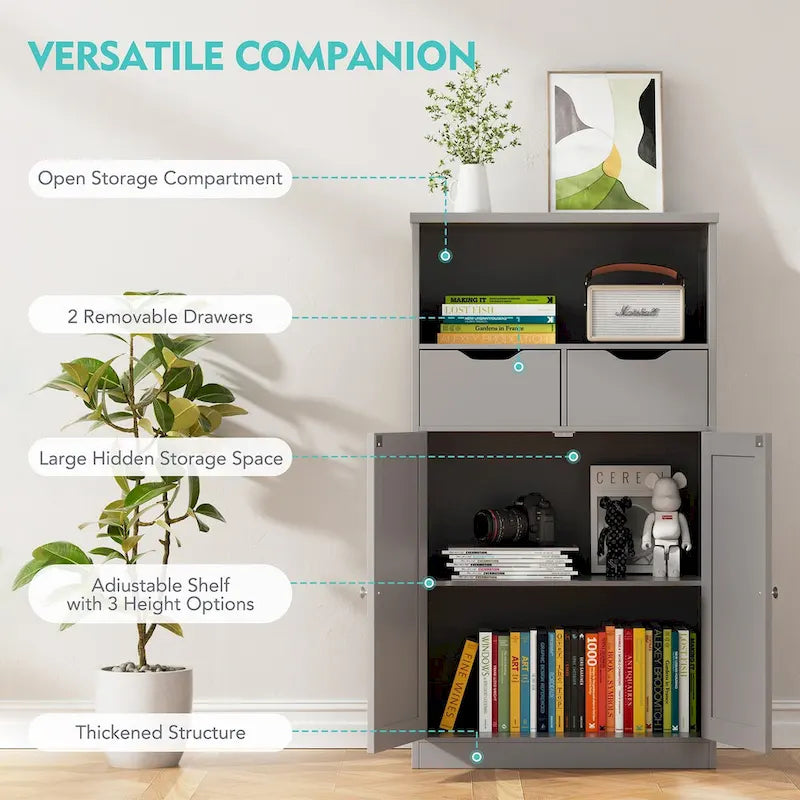 Meuble de rangement de salle de bain Futzca, armoire garde-manger autoportante avec 2 tiroirs
