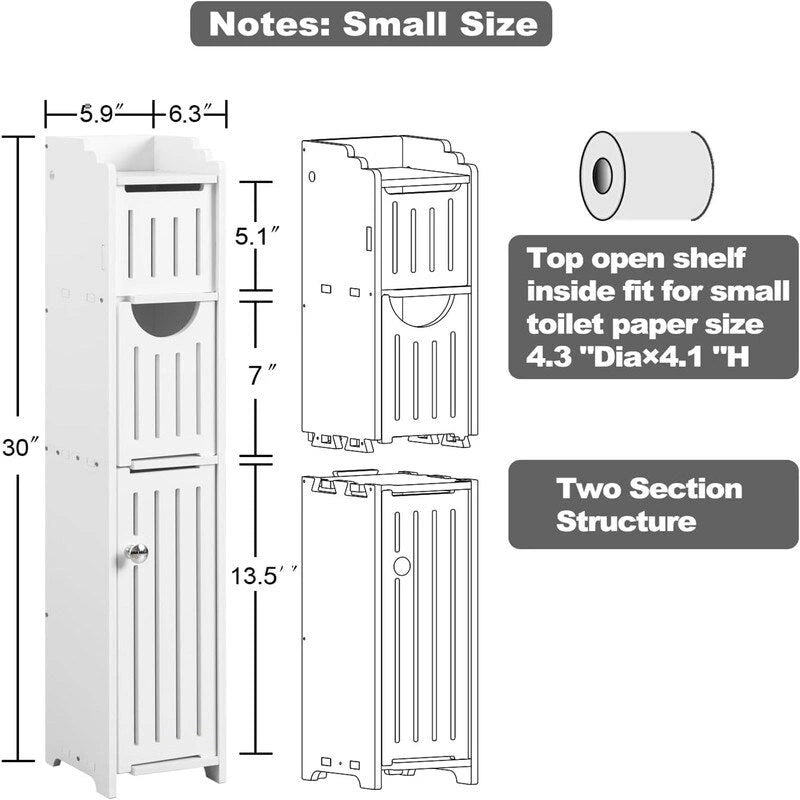 Meuble de rangement pour salle de bain, petit format, idéal pour les petites salles de bain - 17 cm (P) x 13 cm (L) x 76 cm (H)
