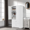 Armoire de rangement de salle de bain haute, avec deux portes et tiroirs, étagère réglable