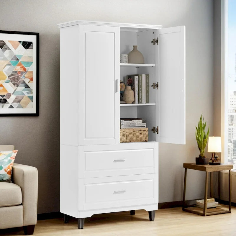 Armoire de rangement large avec 2 portes et 2 tiroirs