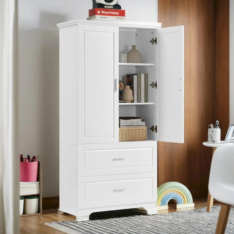 Armoire de rangement large avec 2 portes et 2 tiroirs