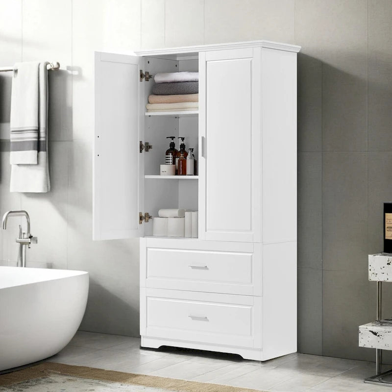 Armoire de rangement large avec 2 portes et 2 tiroirs