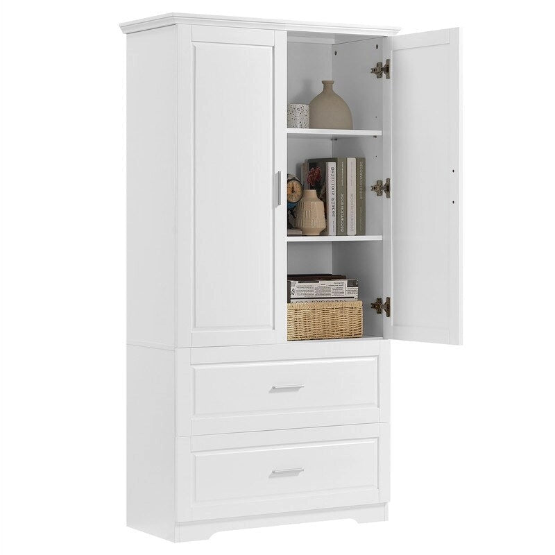 Armoire de rangement large avec 2 portes et 2 tiroirs