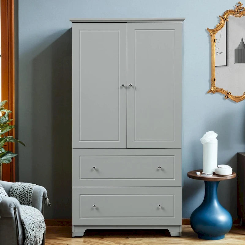 Armoire de rangement large avec 2 portes et 2 tiroirs