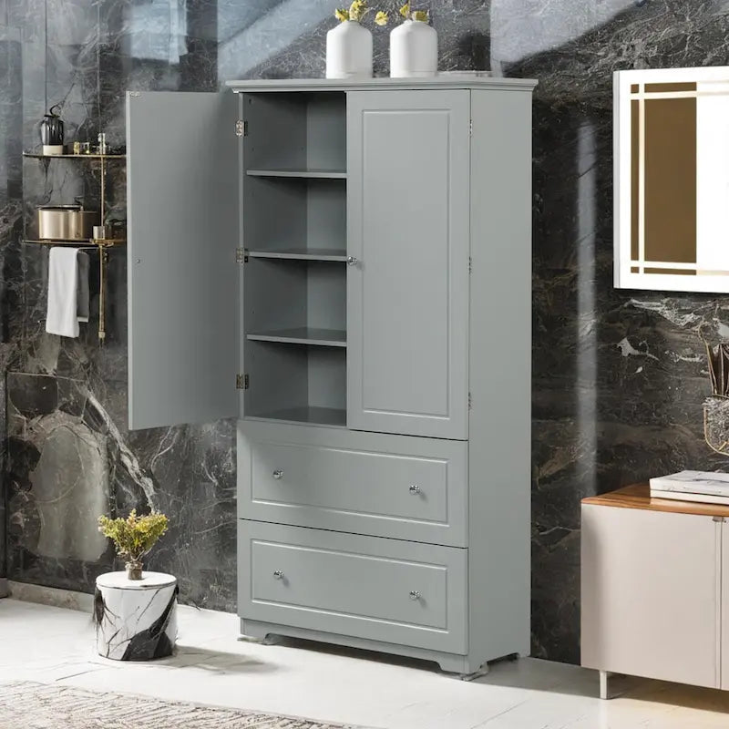 Armoire de rangement large avec 2 portes et 2 tiroirs