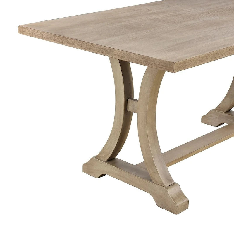 Ensemble de salle à manger de style campagnard 6 pièces pour 6 personnes - Table rectangulaire à tréteaux avec chaises et banc