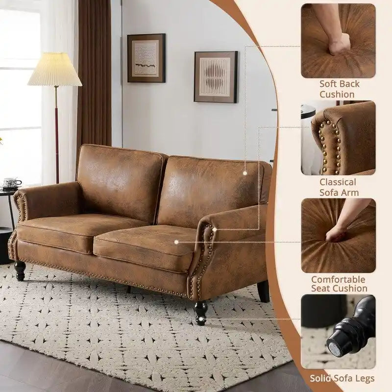 673231 Canapé double rembourré style milieu du siècle pour intérieur