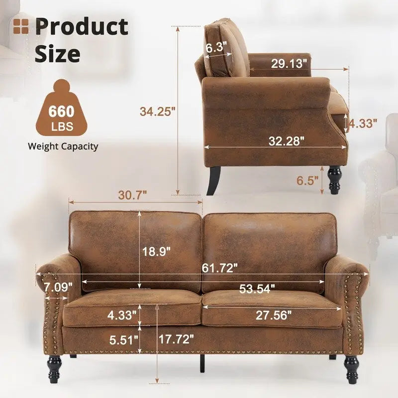 673231 Canapé double rembourré style milieu du siècle pour intérieur