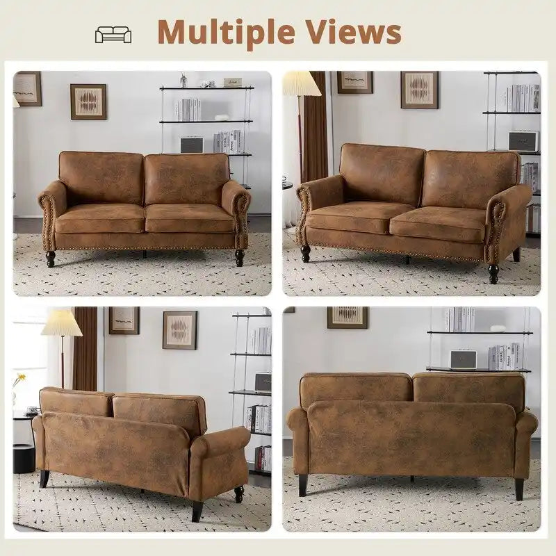 673231 Canapé double rembourré style milieu du siècle pour intérieur