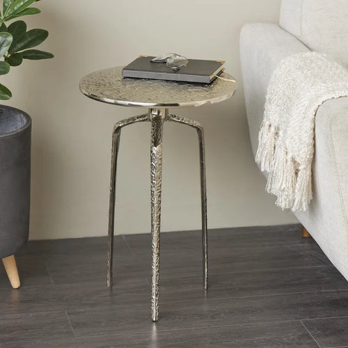 Table d'appoint d'appoint géométrique en aluminium texturé - Argent, Or ou Gris - Roche River Decor