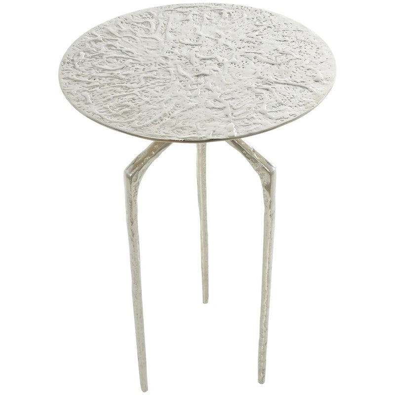 Table d'appoint d'appoint géométrique en aluminium texturé - Argent, Or ou Gris - Roche River Decor