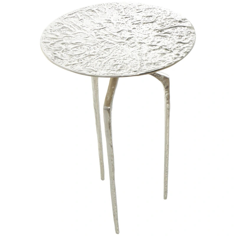 Table d'appoint d'appoint géométrique en aluminium texturé - Argent, Or ou Gris - Roche River Decor