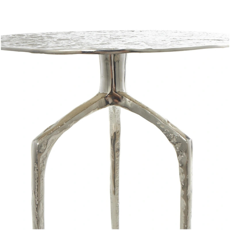 Table d'appoint d'appoint géométrique en aluminium texturé - Argent, Or ou Gris - Roche River Decor