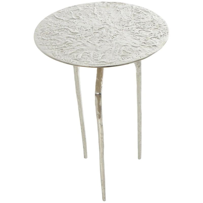 Table d'appoint d'appoint géométrique en aluminium texturé - Argent, Or ou Gris - Roche River Decor