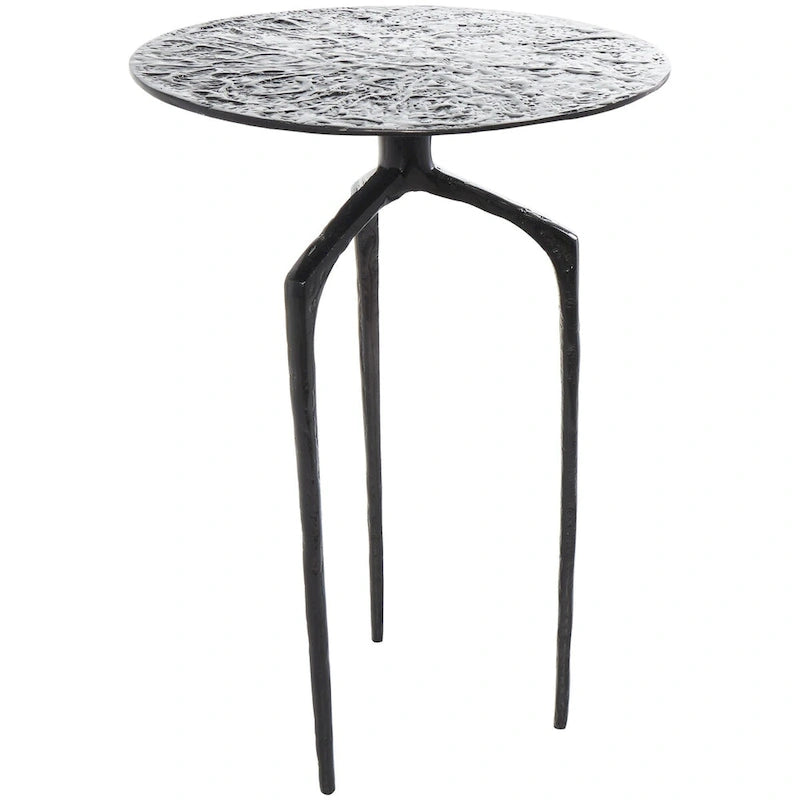 Table d'appoint d'appoint géométrique en aluminium texturé - Argent, Or ou Gris - Roche River Decor