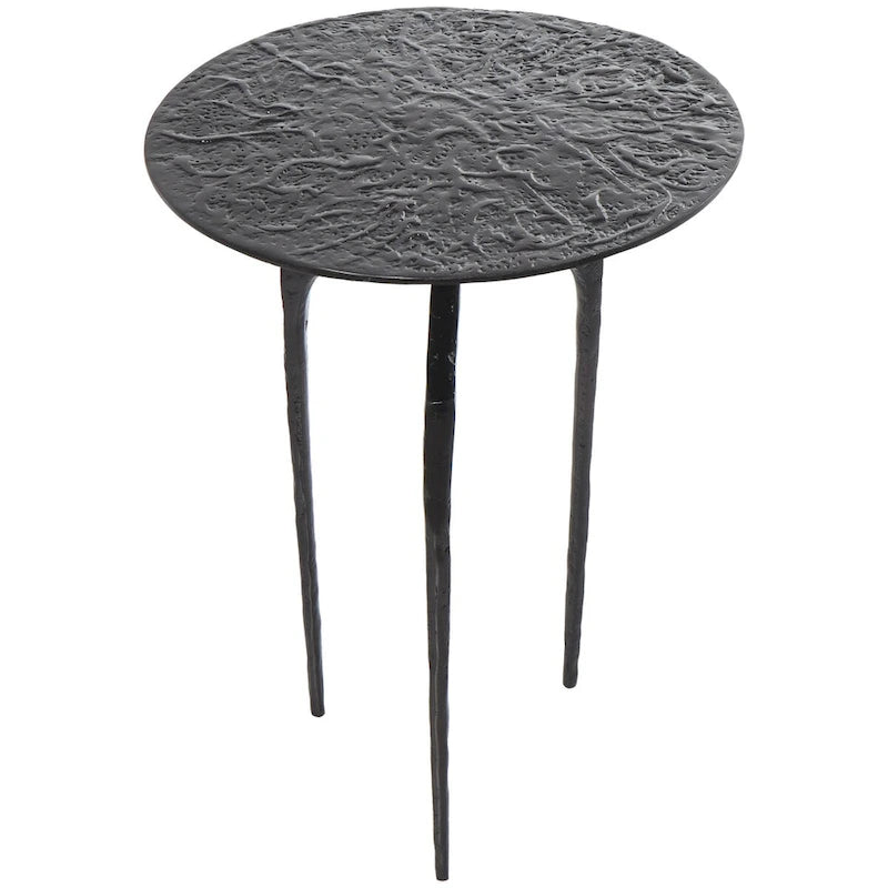Table d'appoint d'appoint géométrique en aluminium texturé - Argent, Or ou Gris - Roche River Decor