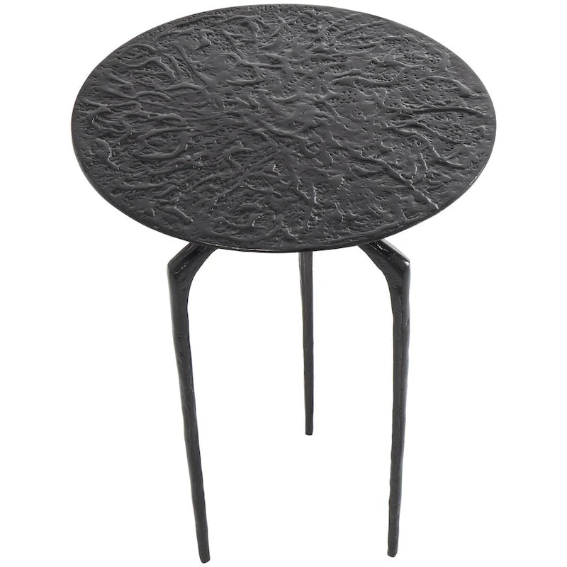 Table d'appoint d'appoint géométrique en aluminium texturé - Argent, Or ou Gris - Roche River Decor