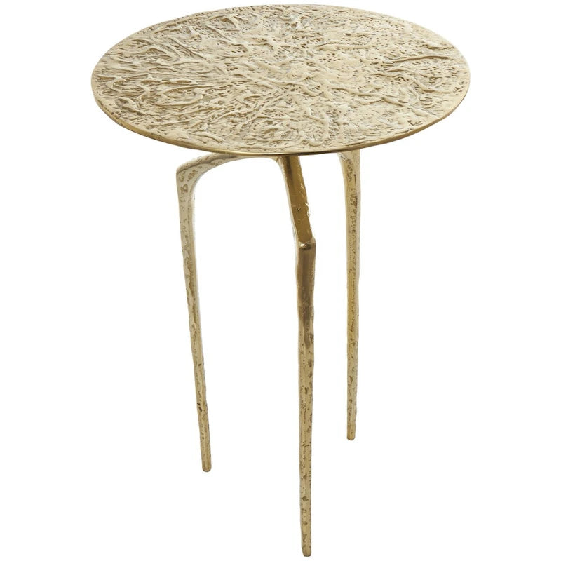 Table d'appoint d'appoint géométrique en aluminium texturé - Argent, Or ou Gris - Roche River Decor