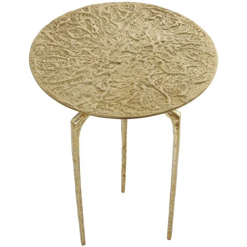 Table d'appoint d'appoint géométrique en aluminium texturé - Argent, Or ou Gris - Roche River Decor