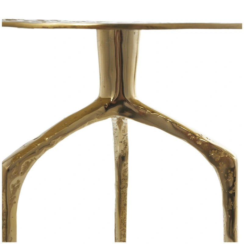 Table d'appoint d'appoint géométrique en aluminium texturé - Argent, Or ou Gris - Roche River Decor