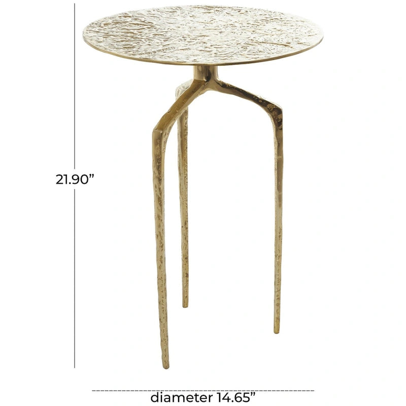 Table d'appoint d'appoint géométrique en aluminium texturé - Argent, Or ou Gris - Roche River Decor