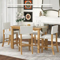 Ensemble de salle à manger 5 pièces, hauteur comptoir, table classique et élégante et 4 chaises en bois naturel lavé