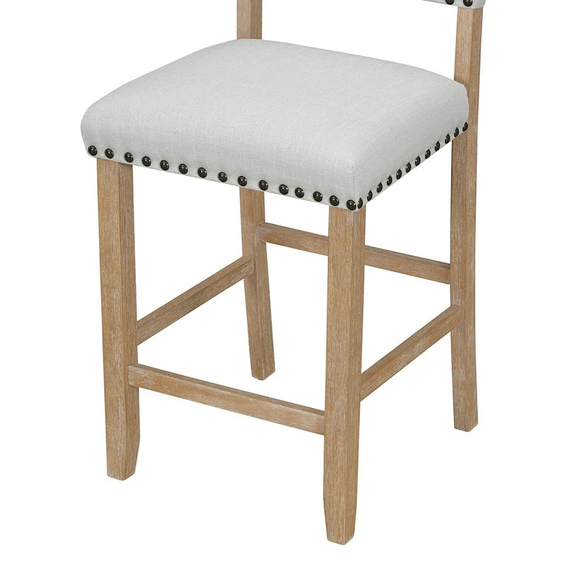 Ensemble de salle à manger 5 pièces, hauteur comptoir, table classique et élégante et 4 chaises en bois naturel lavé