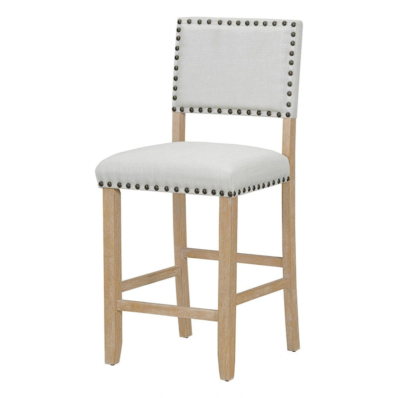 Ensemble de salle à manger 5 pièces, hauteur comptoir, table classique et élégante et 4 chaises en bois naturel lavé