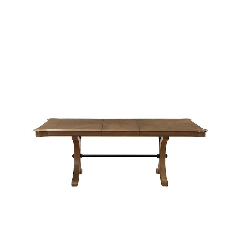 Table de salle à manger à tréteaux amovible en bois massif brun de 64 pouces