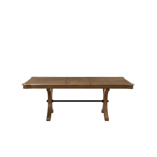 Table de salle à manger à tréteaux amovible en bois massif brun de 64 pouces