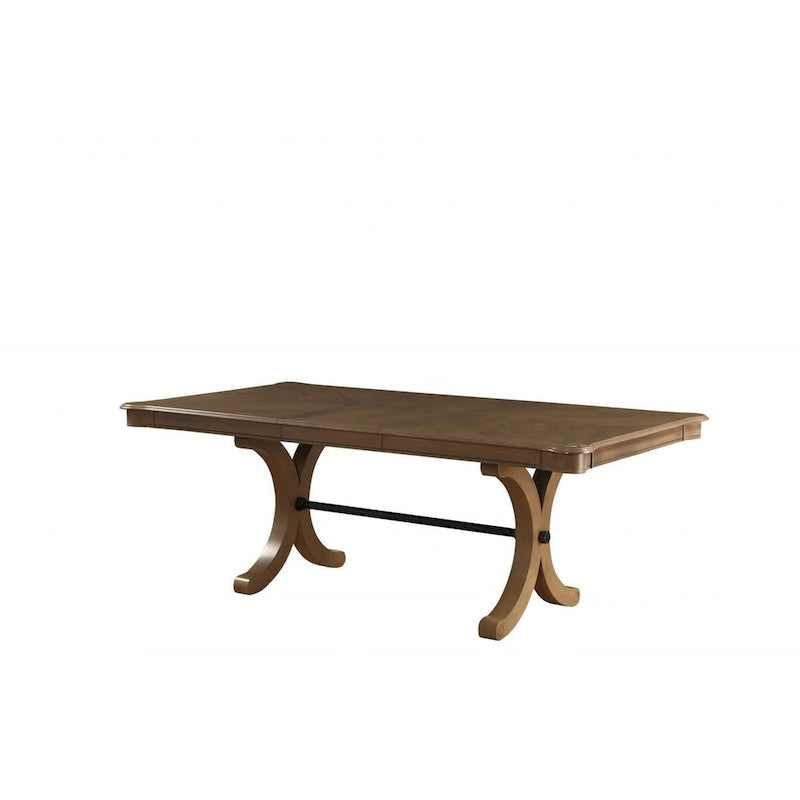 Table de salle à manger à tréteaux amovible en bois massif brun de 64 pouces