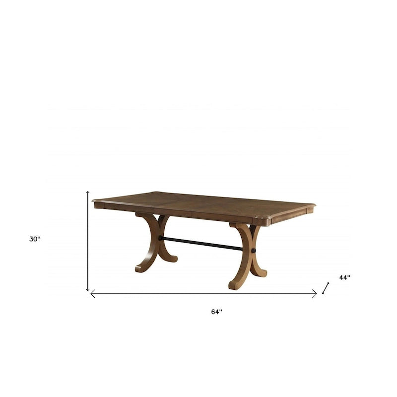 Table de salle à manger à tréteaux amovible en bois massif brun de 64 pouces