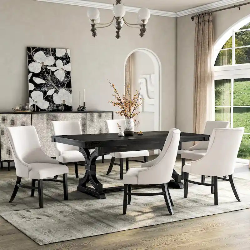Ensemble de salle à manger 7 pièces en bois noir Kieran Farmhouse de Furniture of America