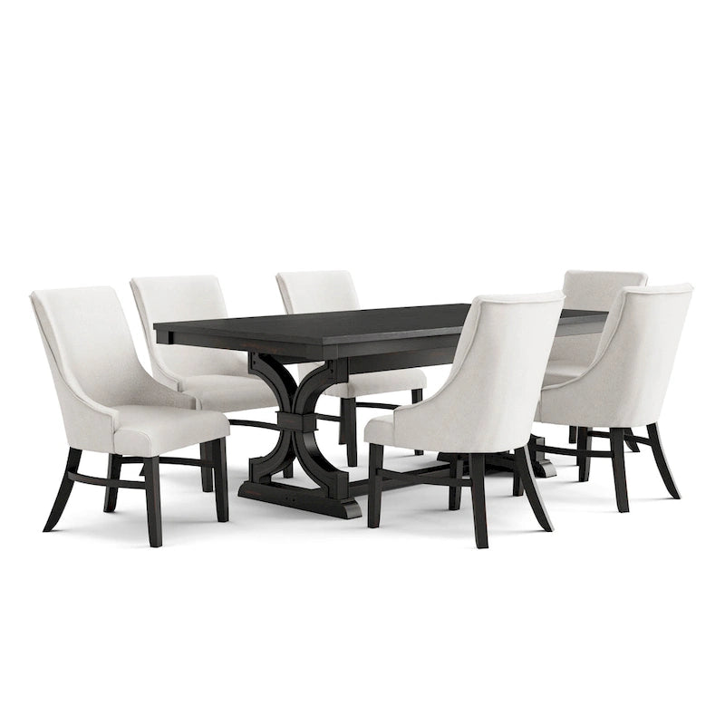 Ensemble de salle à manger 7 pièces en bois noir Kieran Farmhouse de Furniture of America