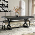 Table de salle à manger Kieran Farmhouse noire en bois massif de 79 pouces de Furniture of America
