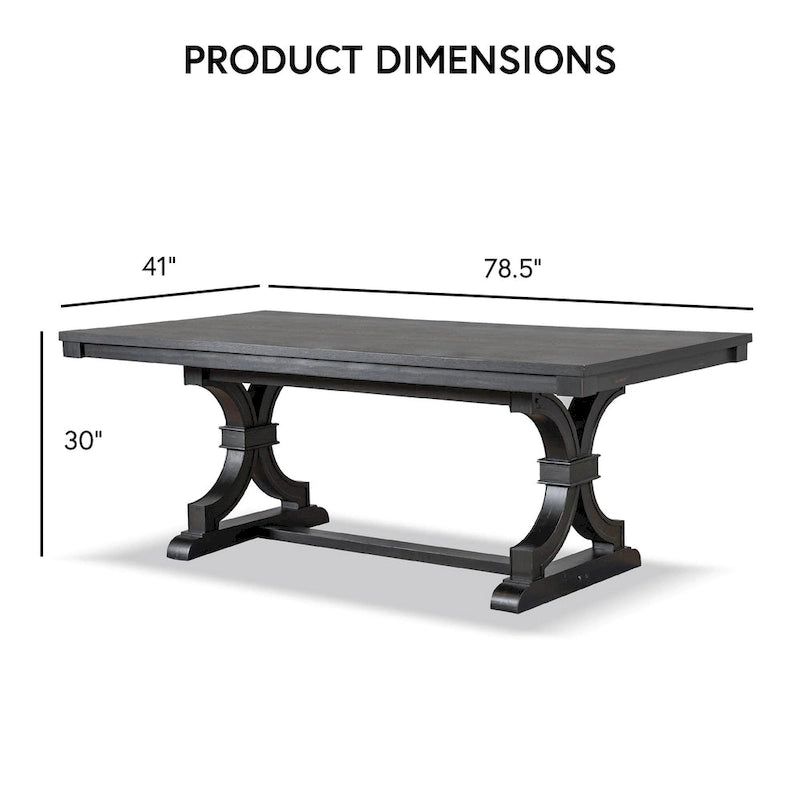 Table de salle à manger Kieran Farmhouse noire en bois massif de 79 pouces de Furniture of America