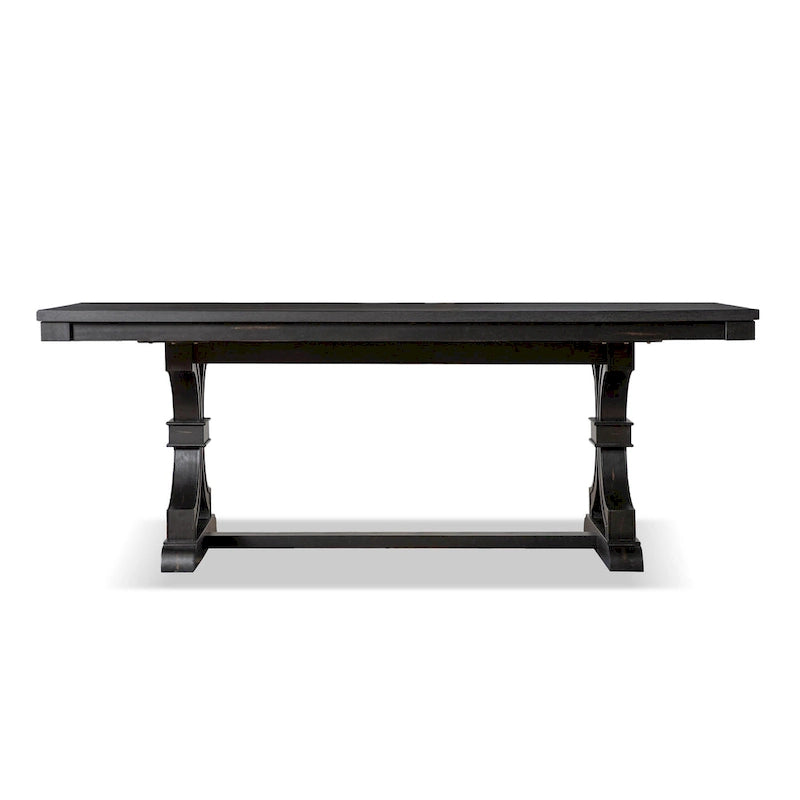Table de salle à manger Kieran Farmhouse noire en bois massif de 79 pouces de Furniture of America