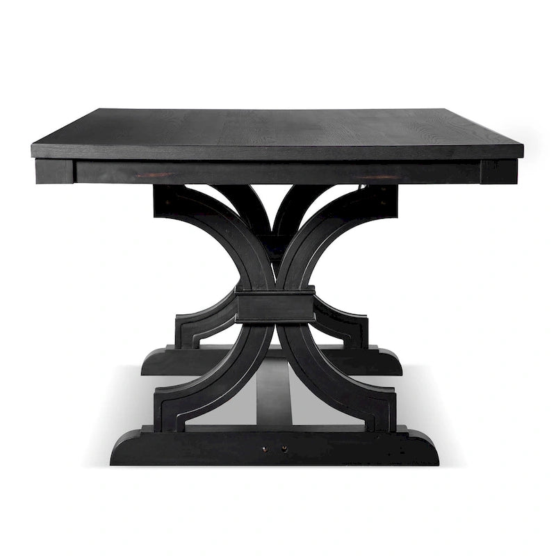 Table de salle à manger Kieran Farmhouse noire en bois massif de 79 pouces de Furniture of America
