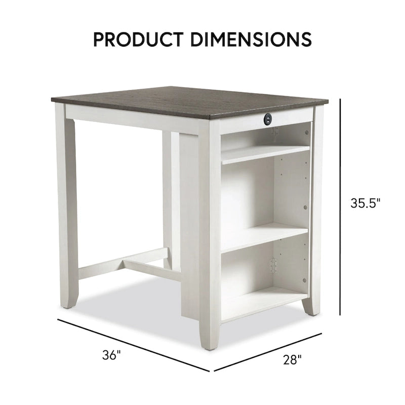 Ensemble de salle à manger 3 pièces Vesper de Furniture of America, hauteur comptoir, avec étagères
