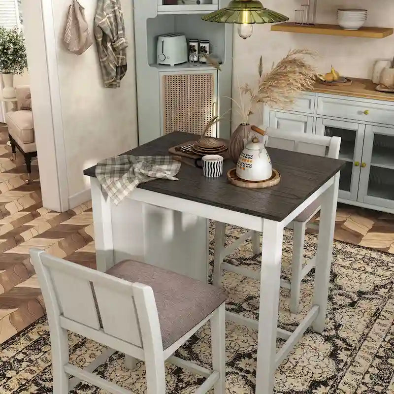 Ensemble de salle à manger 3 pièces Vesper de Furniture of America, hauteur comptoir, avec étagères