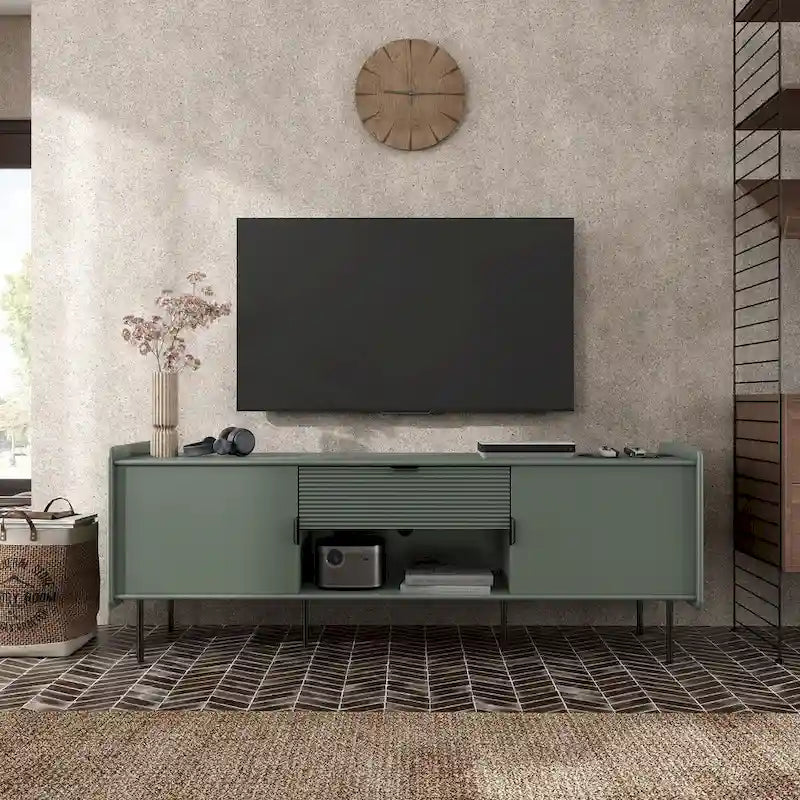 Furniture of America Zaria Modern 60-inch TV Stand with Storage Cabinets and Center Drawer