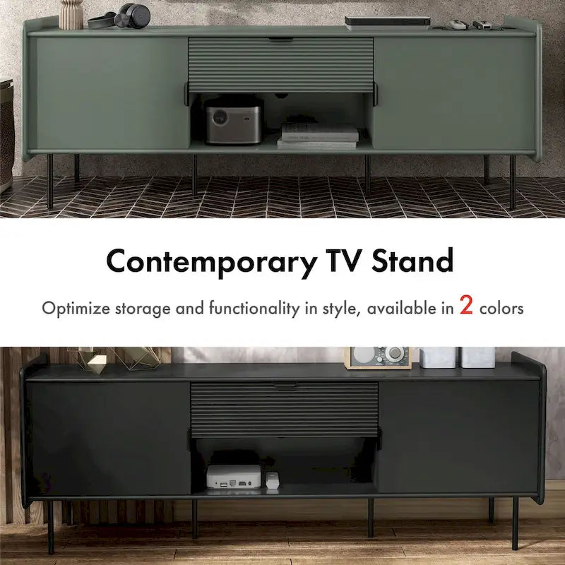 Meuble TV moderne Zaria 60 pouces de Furniture of America avec placards de rangement et tiroir central