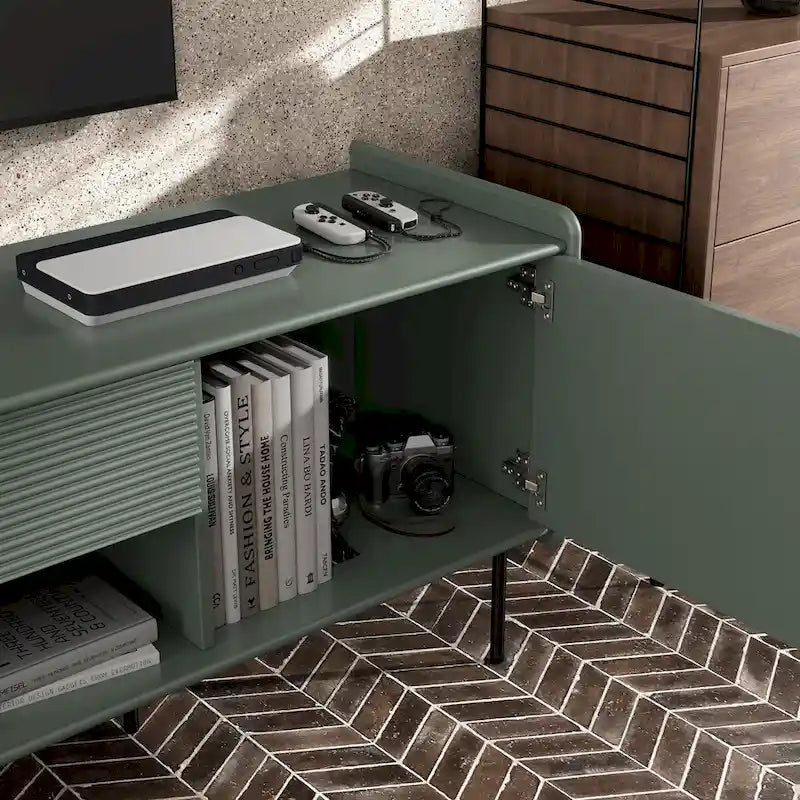 Meuble TV moderne Zaria 60 pouces de Furniture of America avec placards de rangement et tiroir central