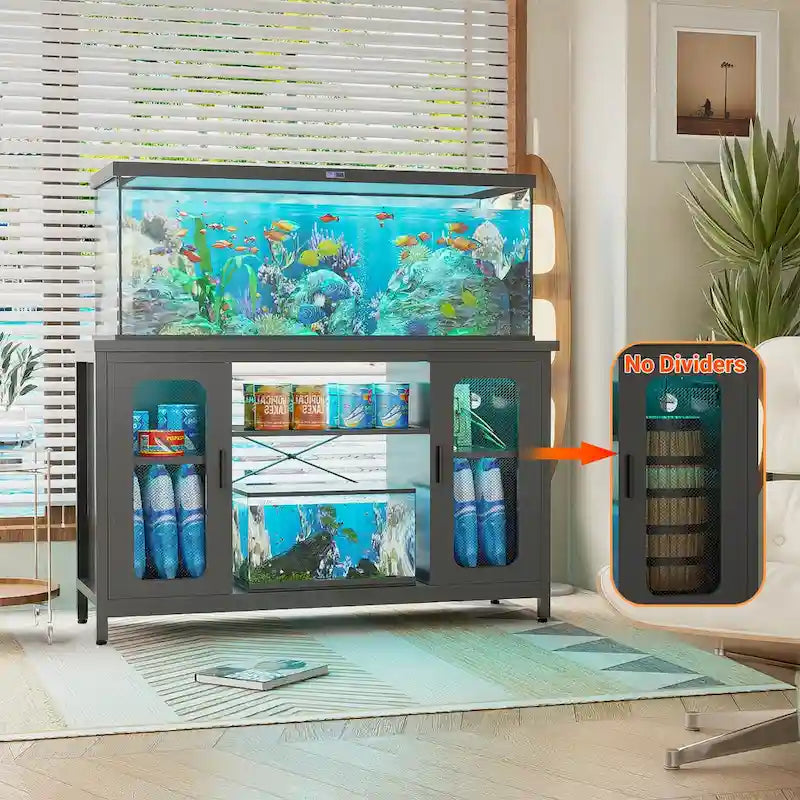 Support pour aquarium à reptiles avec prises électriques et éclairage LED