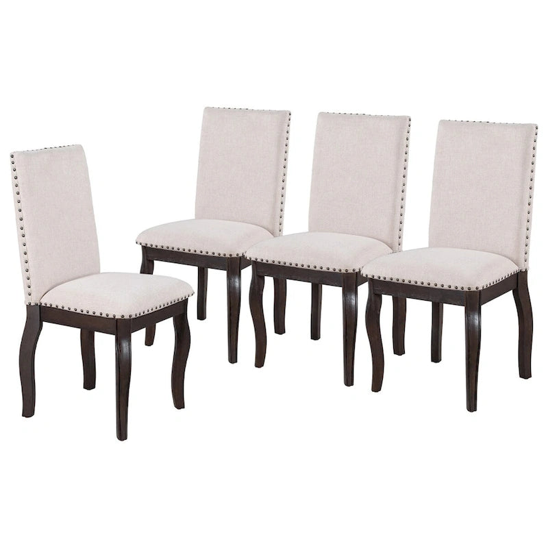 Ensemble de 4 chaises de salle à manger en bois espresso avec assise rembourrée